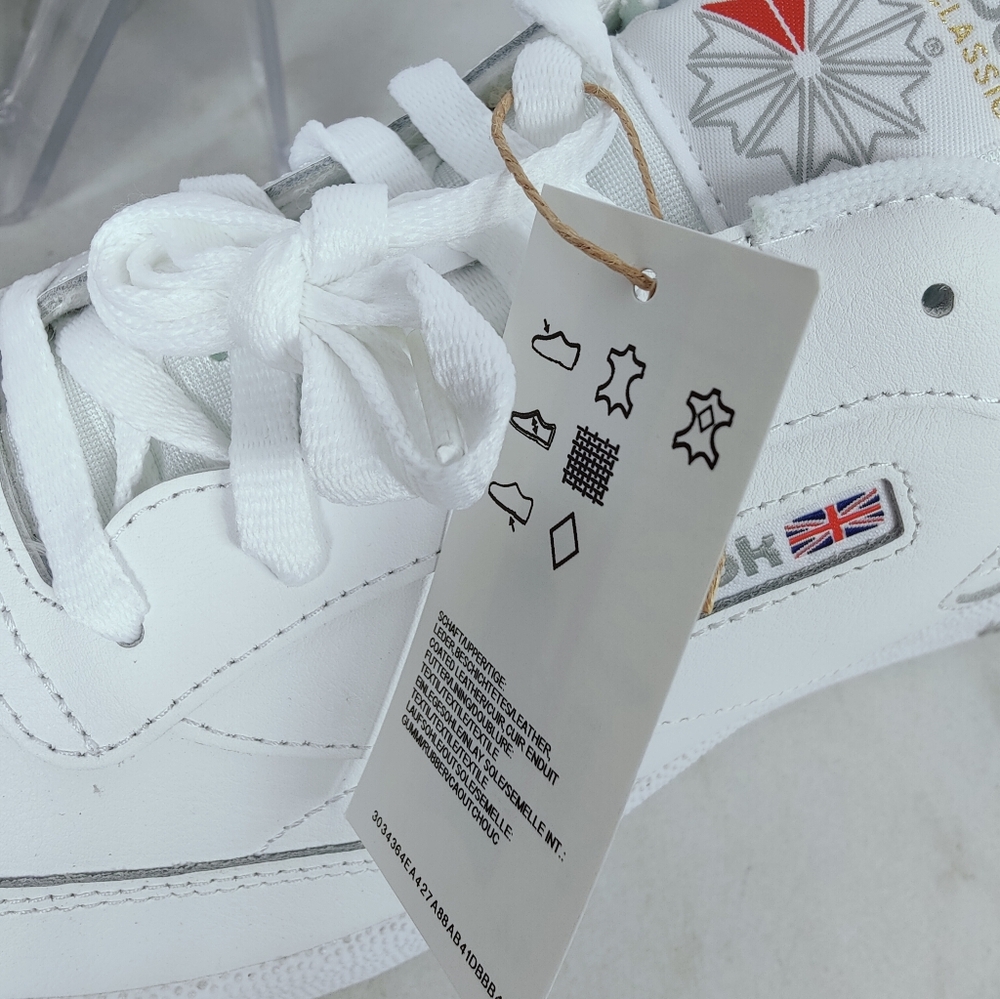 NIB Reebok Men's Club C 85 White Sheer Grey Leather Tennis Shoes Sneakers, 14 - Picture 5 of 11